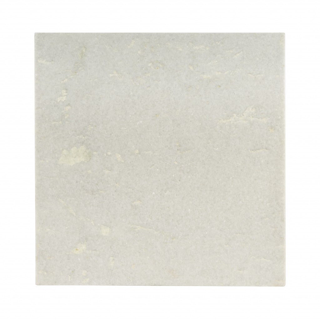 24" White and Copper Genuine Marble and Metal Square Coffee Table-Coffee Tables-DECOROLALA