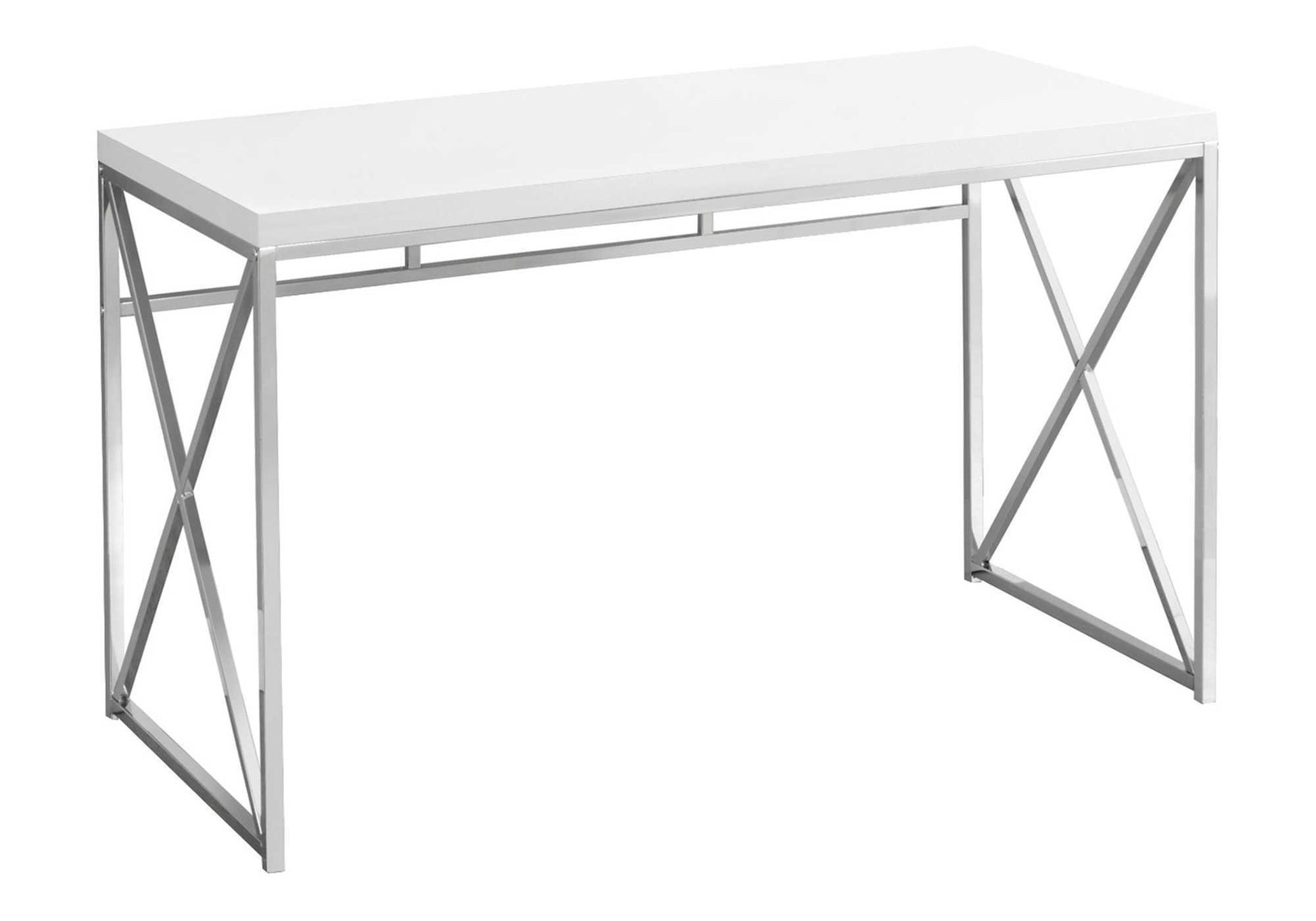 24" White and Silver Computer Desk-Desks-DECOROLALA