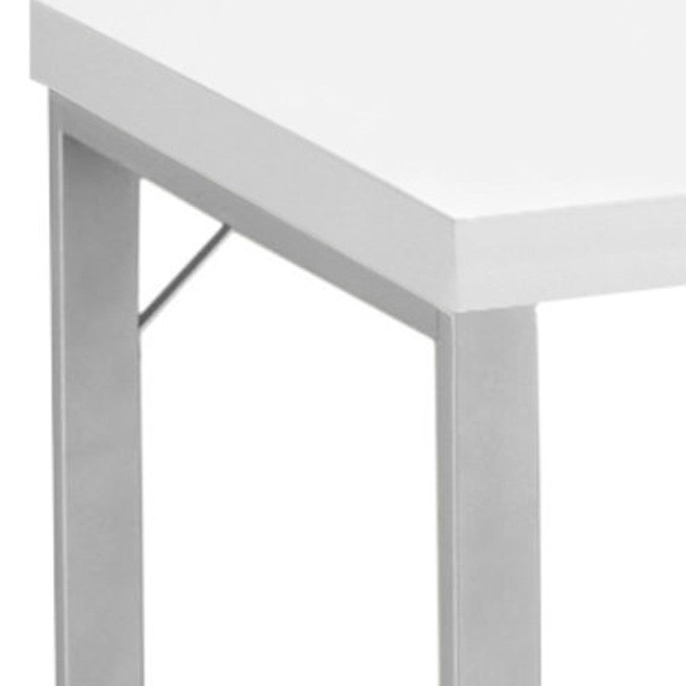 24" White and Silver Computer Desk-Desks-DECOROLALA