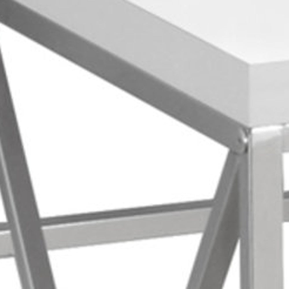 24" White and Silver Computer Desk-Desks-DECOROLALA