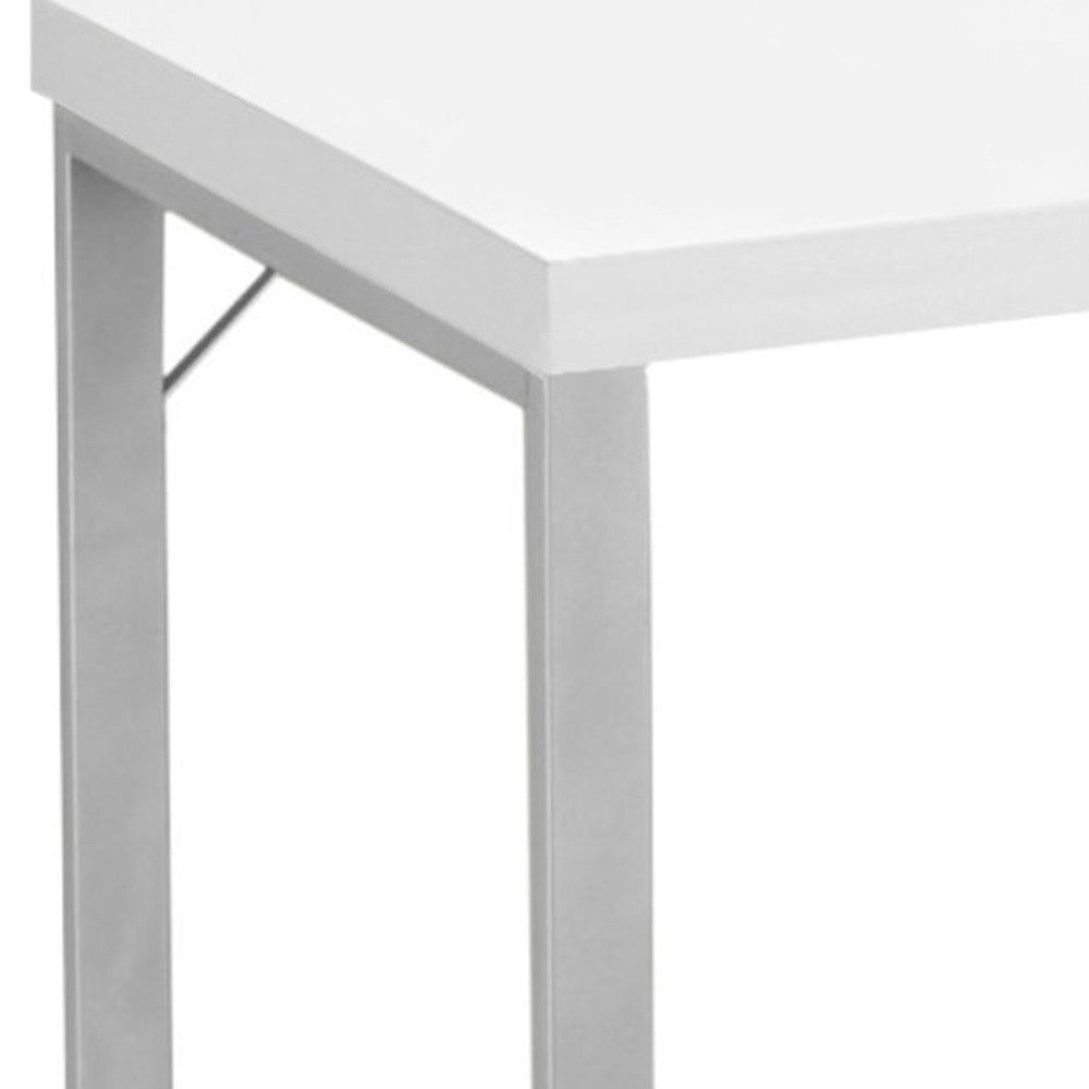24" White and Silver Computer Desk-Desks-DECOROLALA