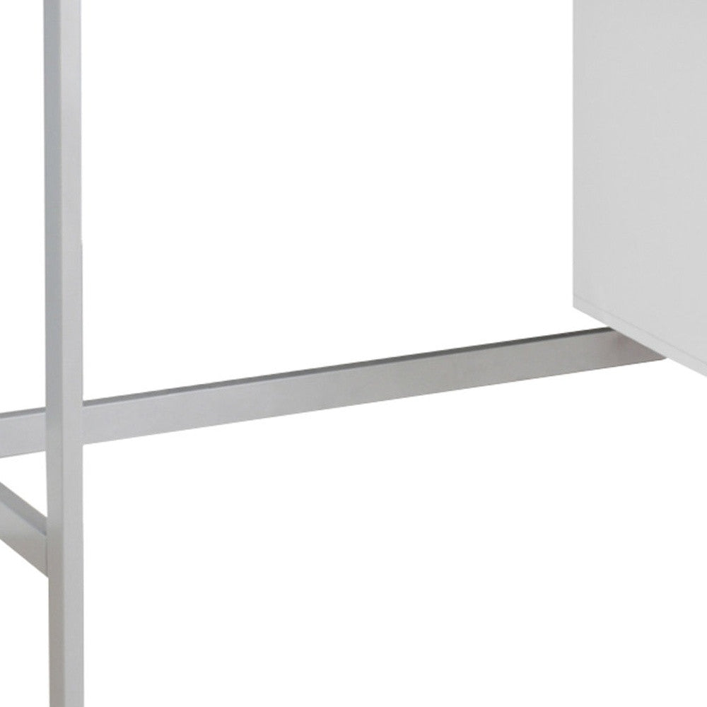 24" White and Silver Computer Desk With Two Drawers-Desks-DECOROLALA