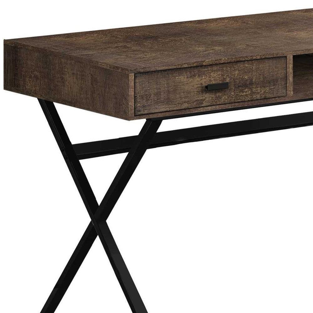 24" White and Silver Computer Desk With Two Drawers-Desks-DECOROLALA