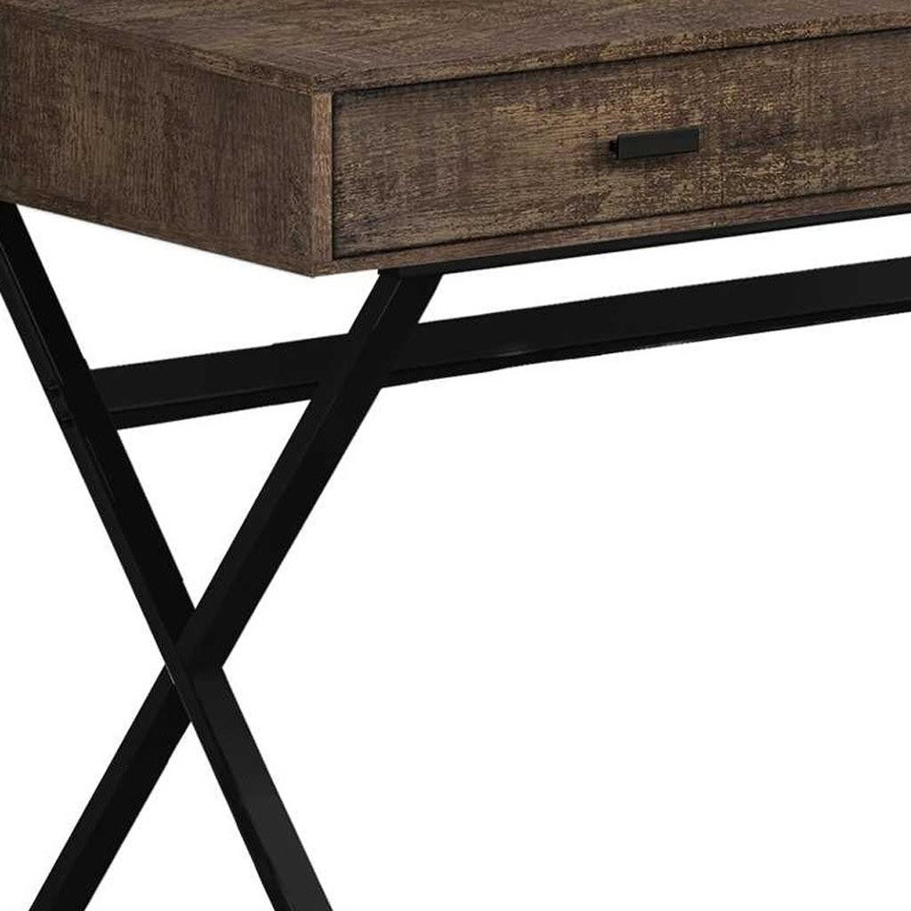 24" White and Silver Computer Desk With Two Drawers-Desks-DECOROLALA