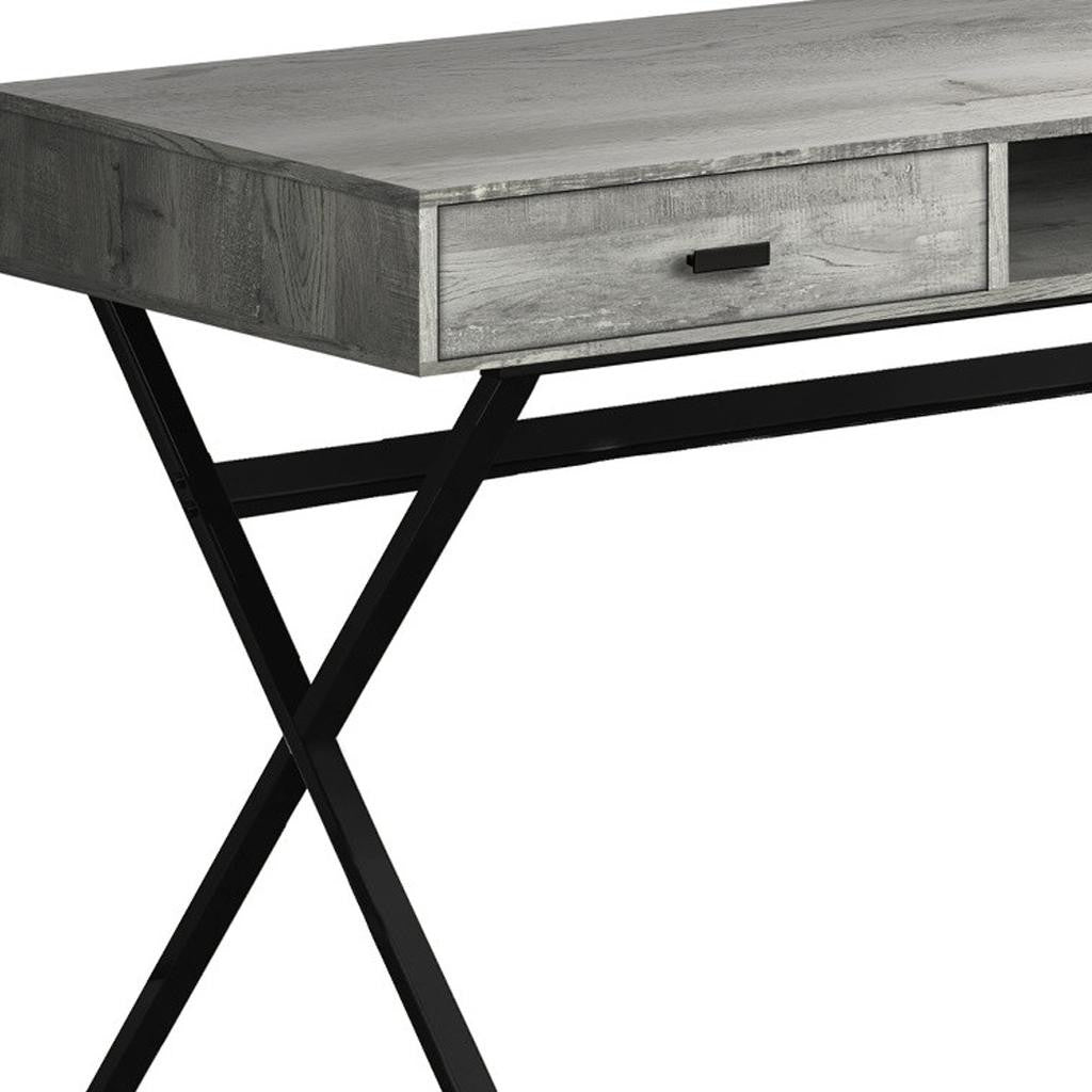 24" White and Silver Computer Desk With Two Drawers-Desks-DECOROLALA