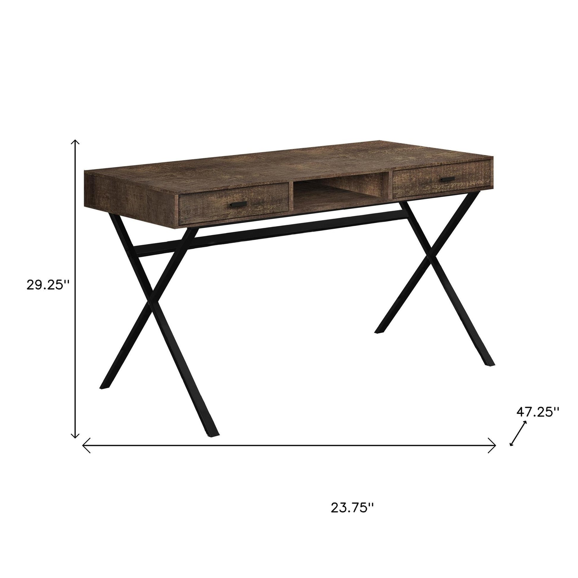 24" White and Silver Computer Desk With Two Drawers-Desks-DECOROLALA