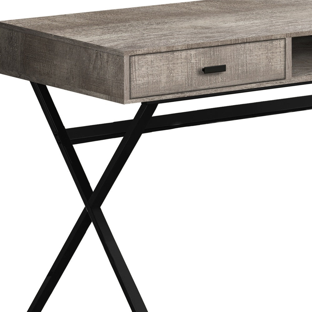 24" White and Silver Computer Desk With Two Drawers-Desks-DECOROLALA