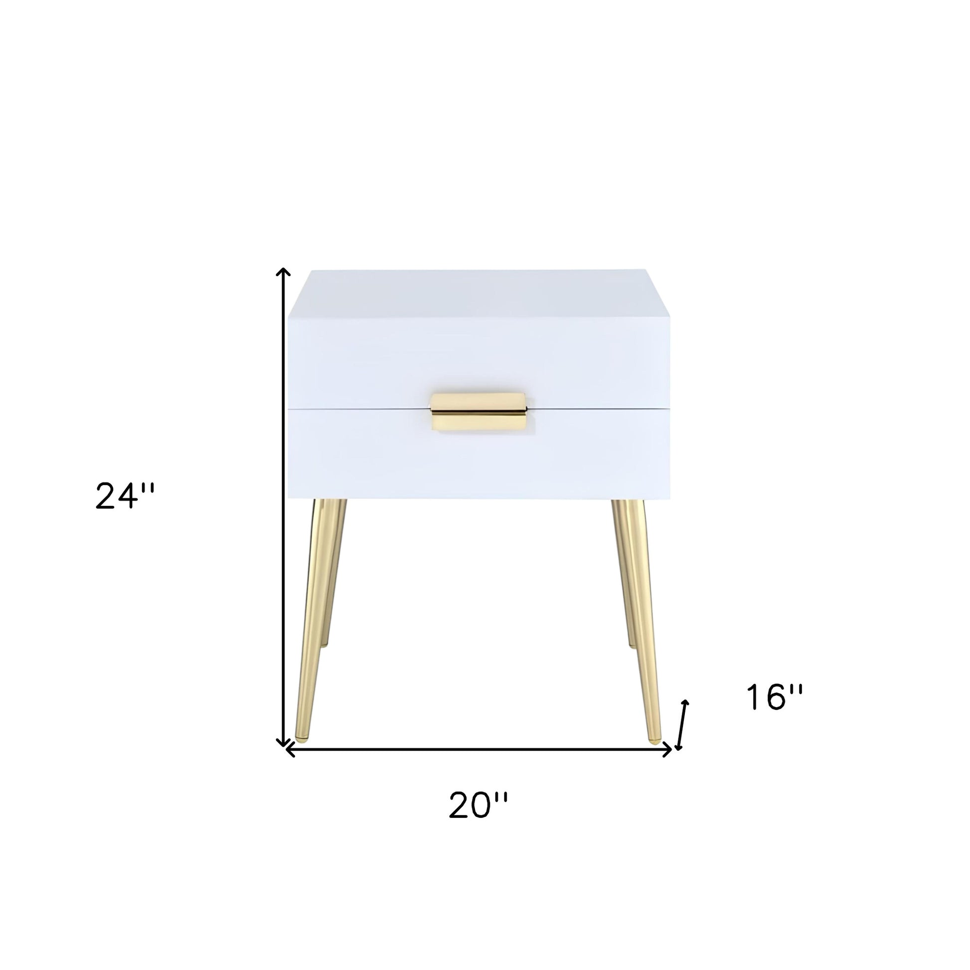 24" Wood And Iron End Table With Two Drawers-End-Side Tables-DECOROLALA