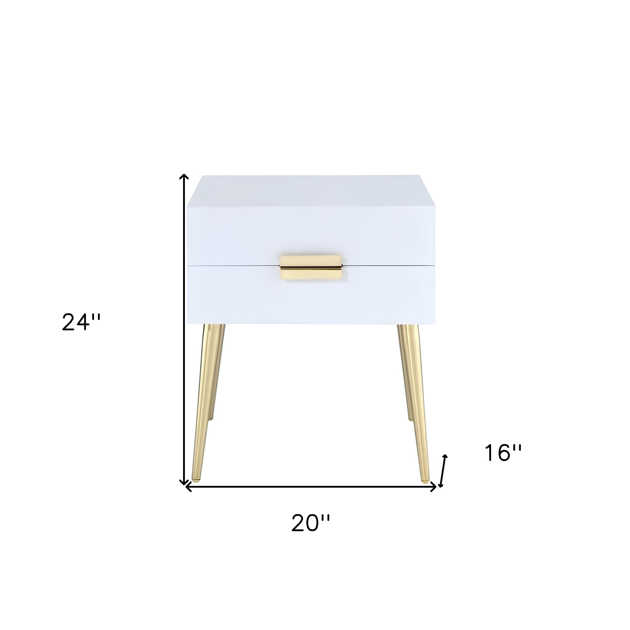 24" Wood And Iron End Table With Two Drawers-End-Side Tables-DECOROLALA