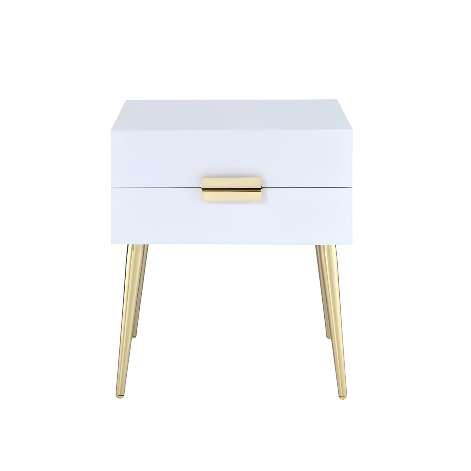 24" Wood And Iron End Table With Two Drawers-End-Side Tables-DECOROLALA