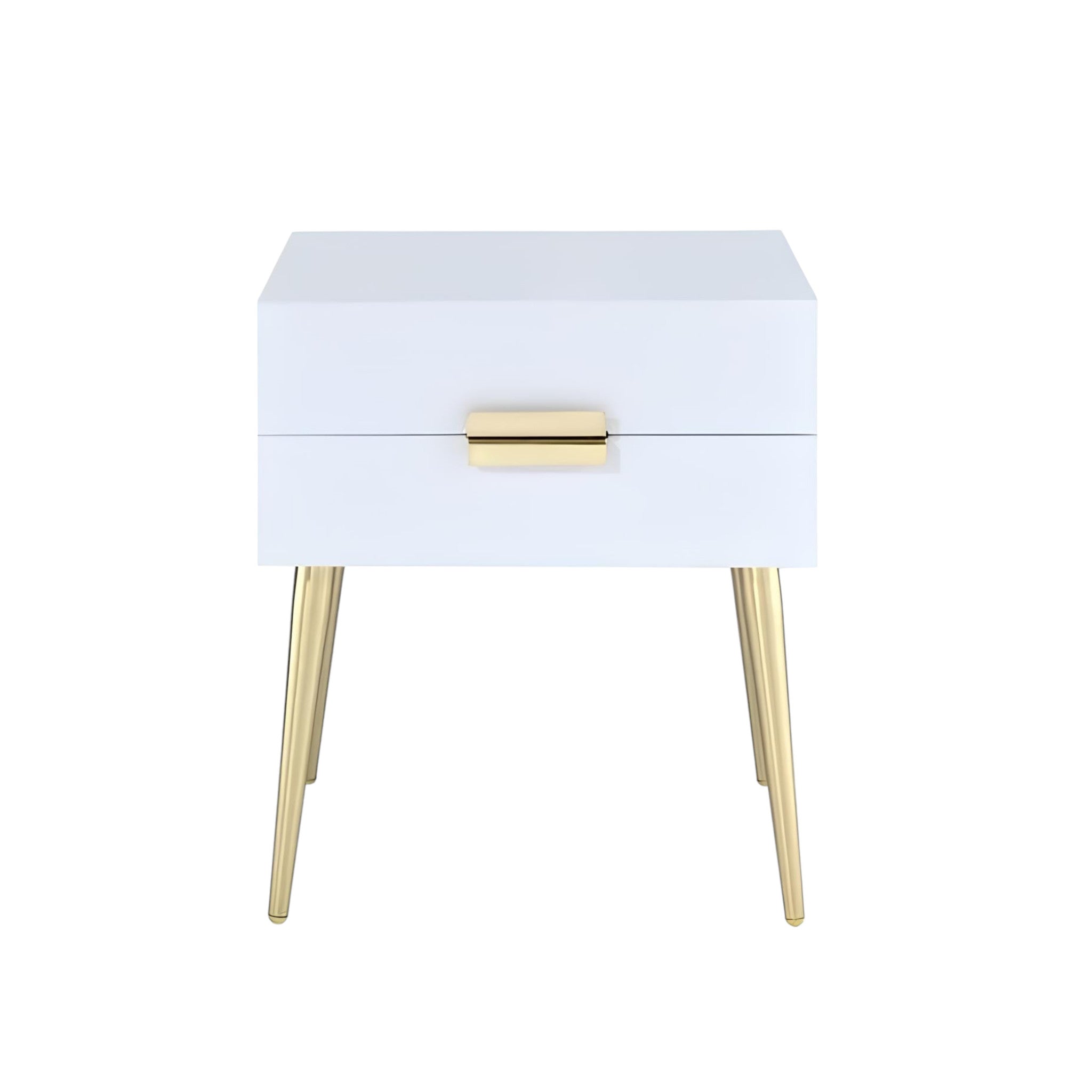 24" Wood And Iron End Table With Two Drawers-End-Side Tables-DECOROLALA