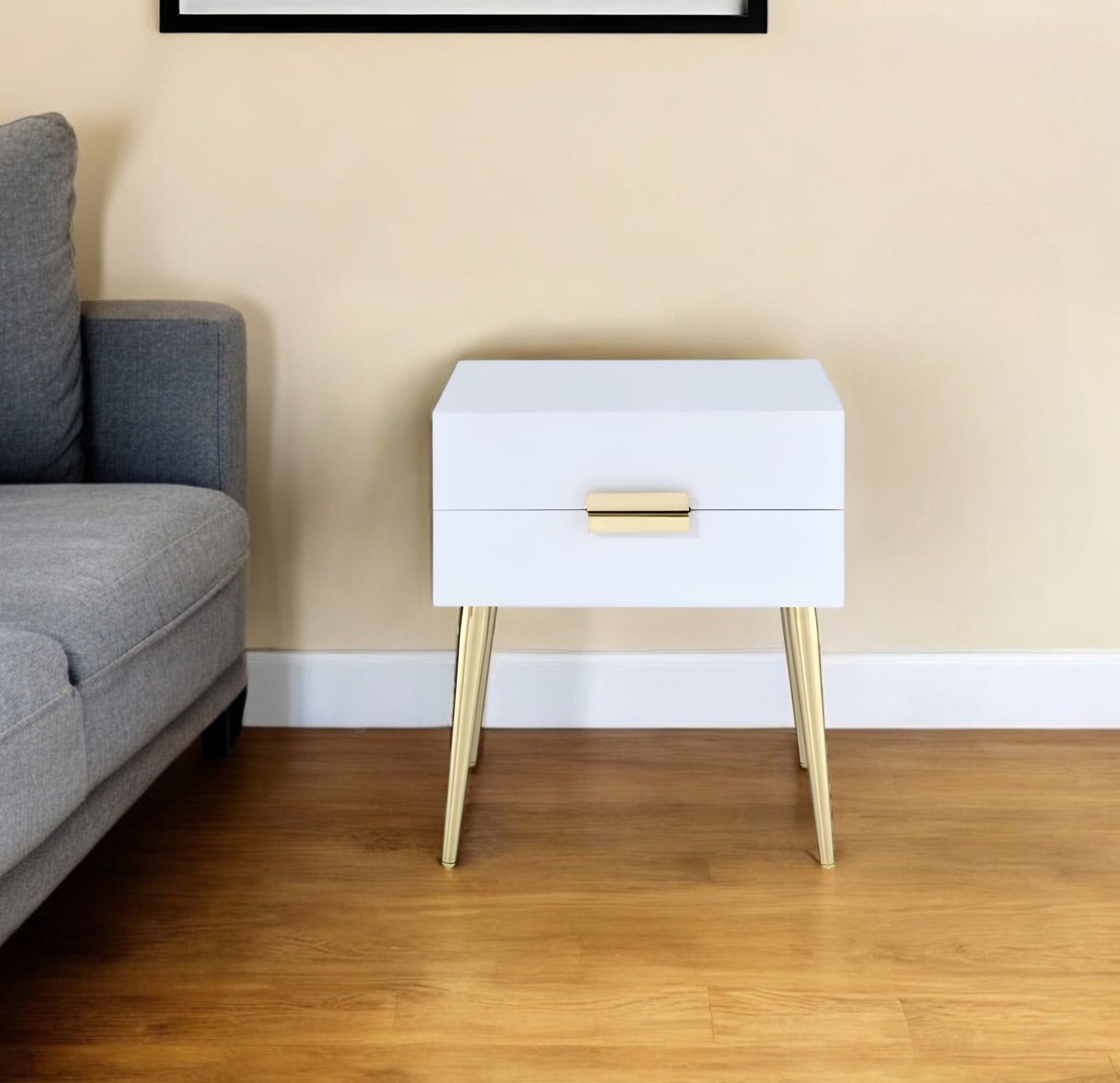 24" Wood And Iron End Table With Two Drawers-End-Side Tables-DECOROLALA