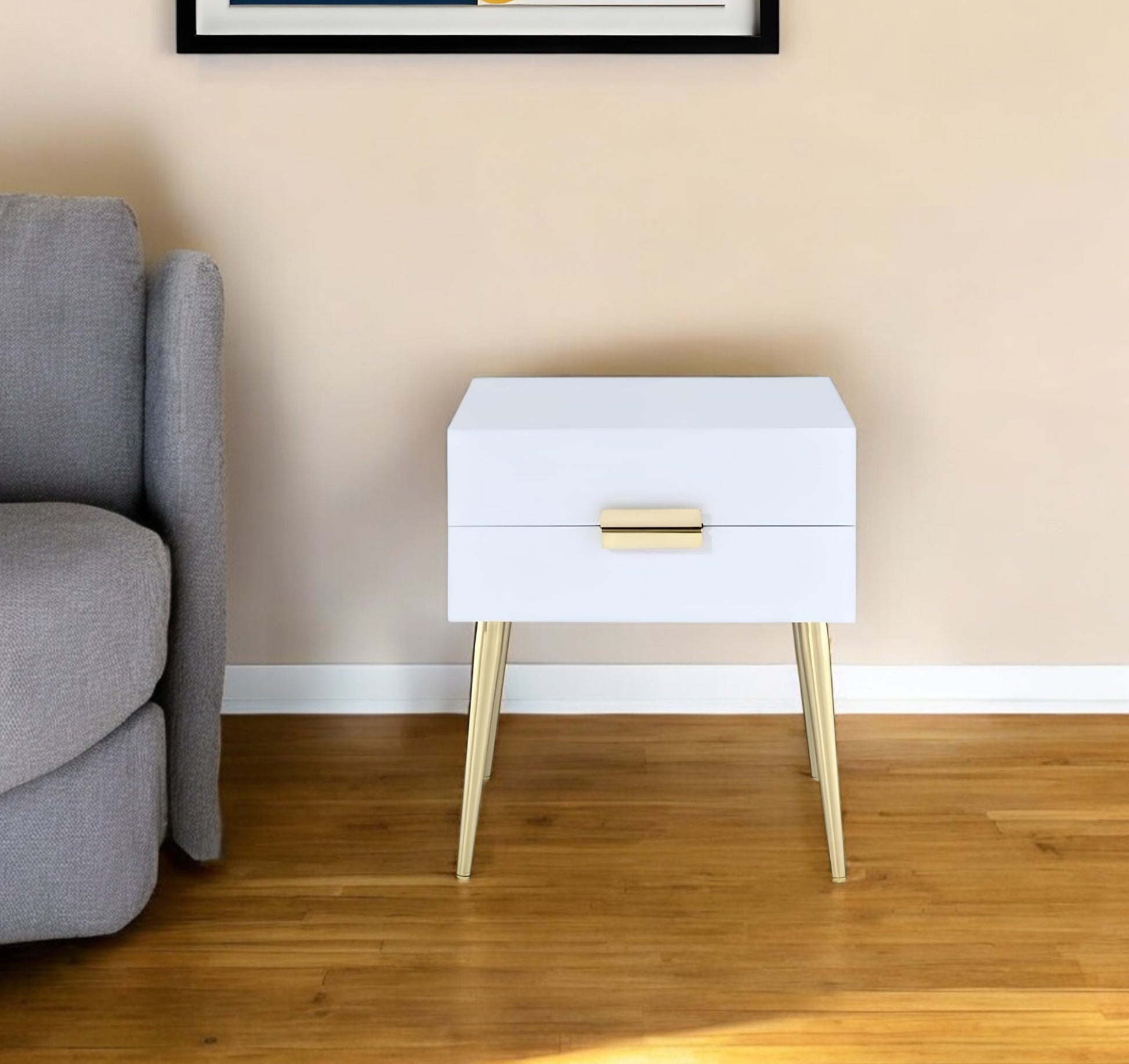 24" Wood And Iron End Table With Two Drawers-End-Side Tables-DECOROLALA