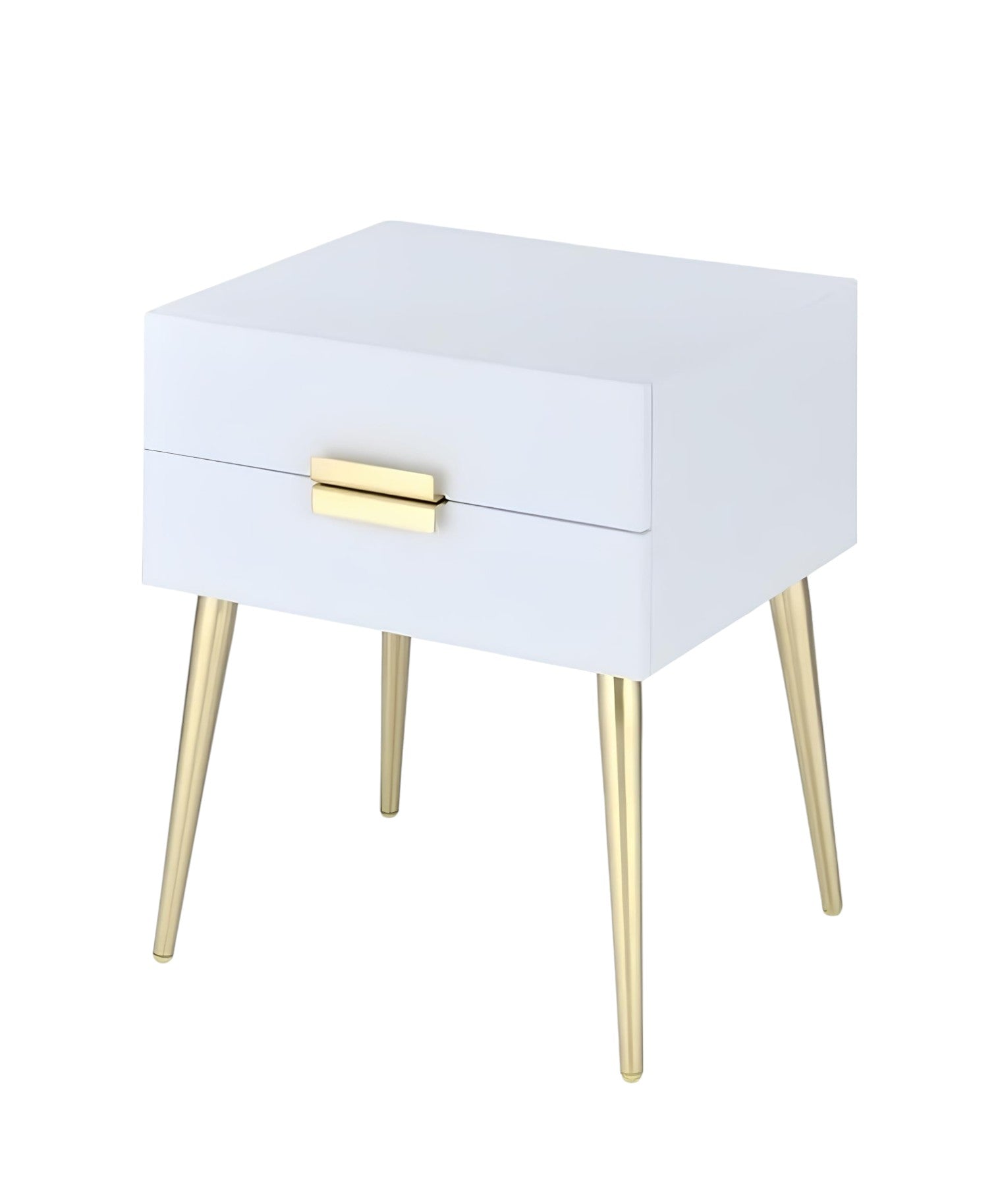 24" Wood And Iron End Table With Two Drawers-End-Side Tables-DECOROLALA