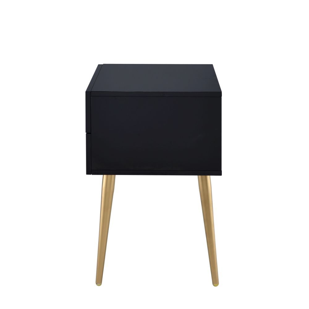 24" Wood And Iron End Table With Two Drawers-End-Side Tables-DECOROLALA