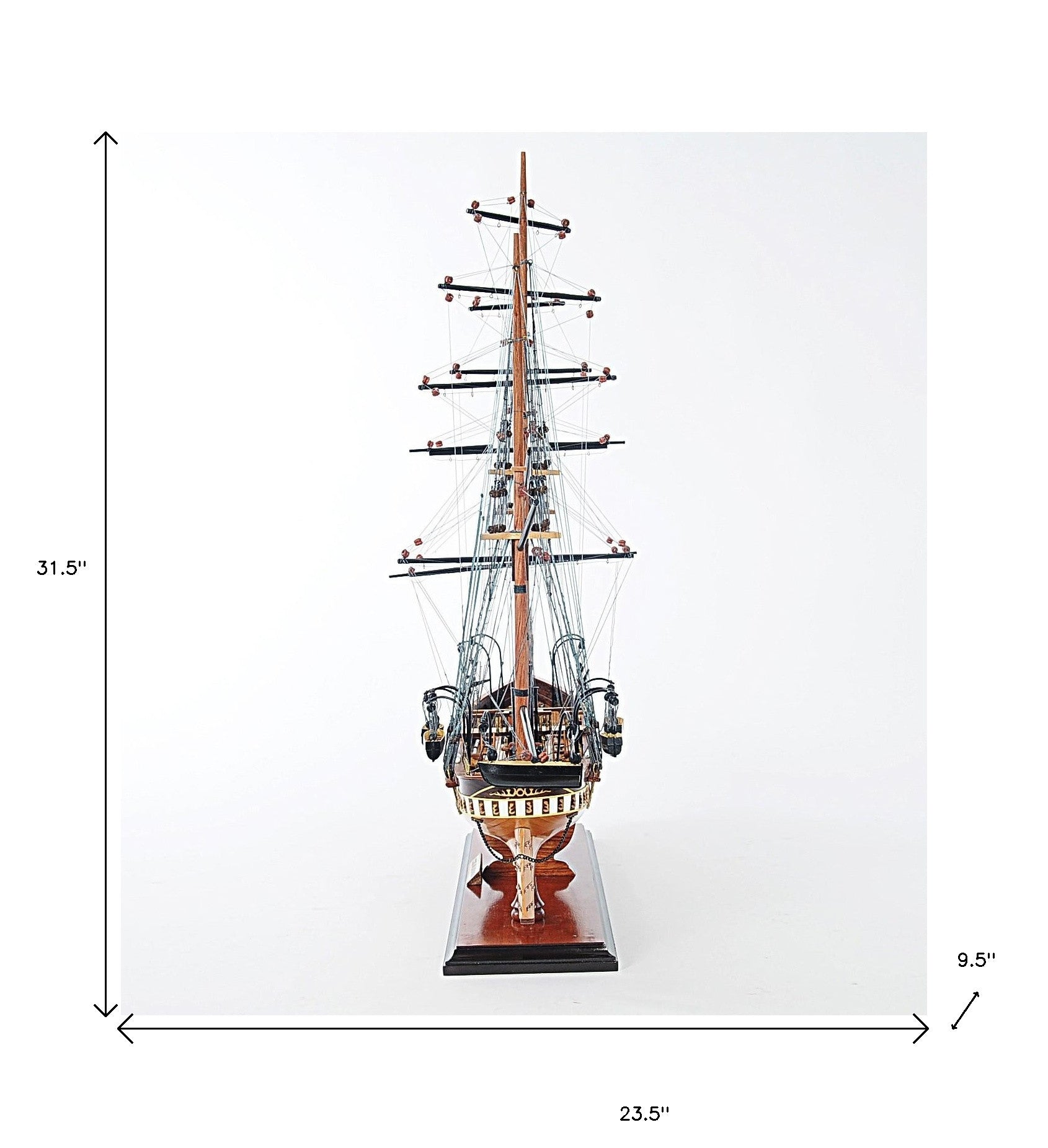 24" Wood Brown Solid Wood Hand Painted 1862 CSS Alabama Model Boat-Sculptures-DECOROLALA