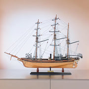 24" Wood Brown Solid Wood Hand Painted 1862 CSS Alabama Model Boat-Sculptures-DECOROLALA