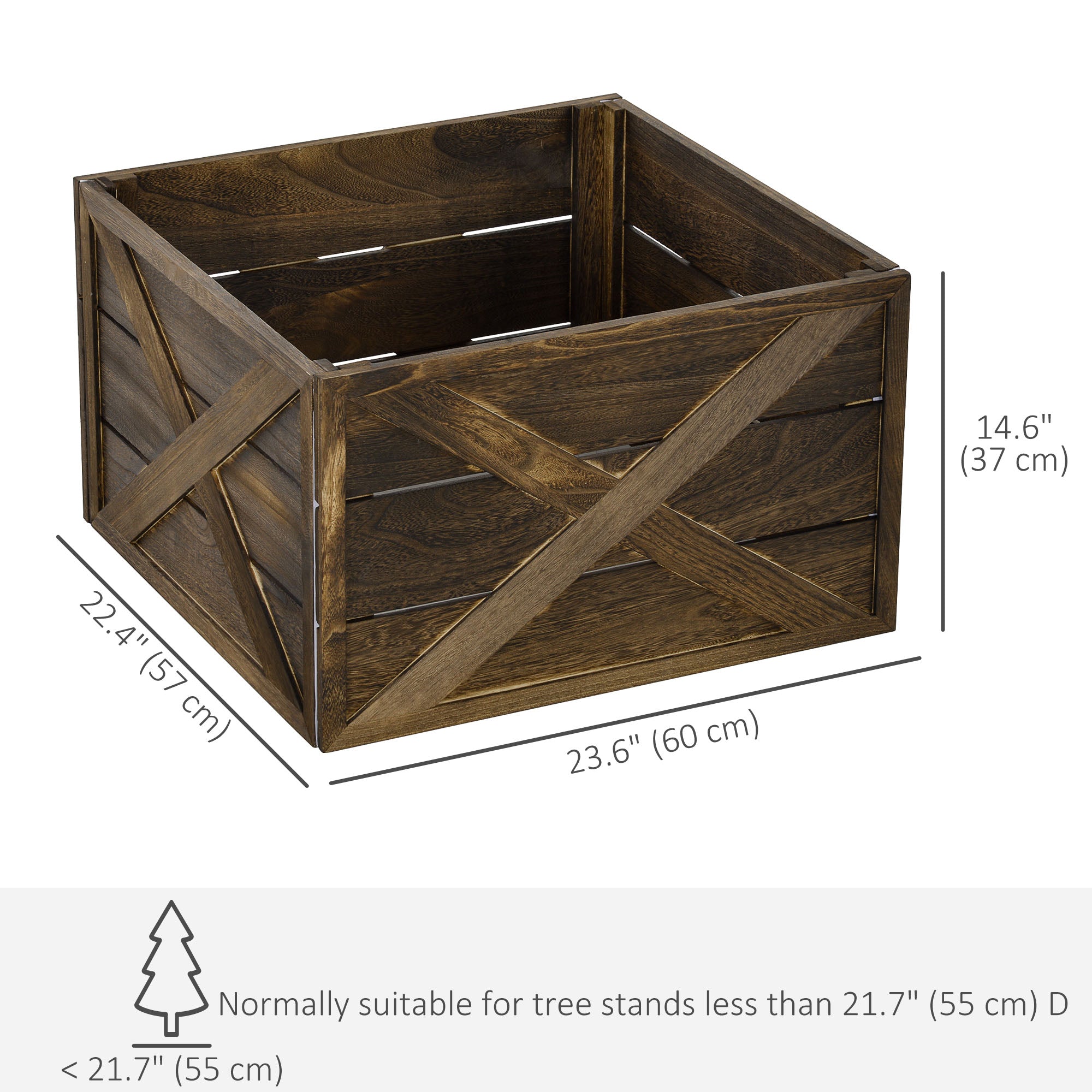 24" Wooden Christmas Tree Collar - Dark Distressed Wood-Home Furnishings > Holiday & Seasonal > Christmas Trees-DECOROLALA