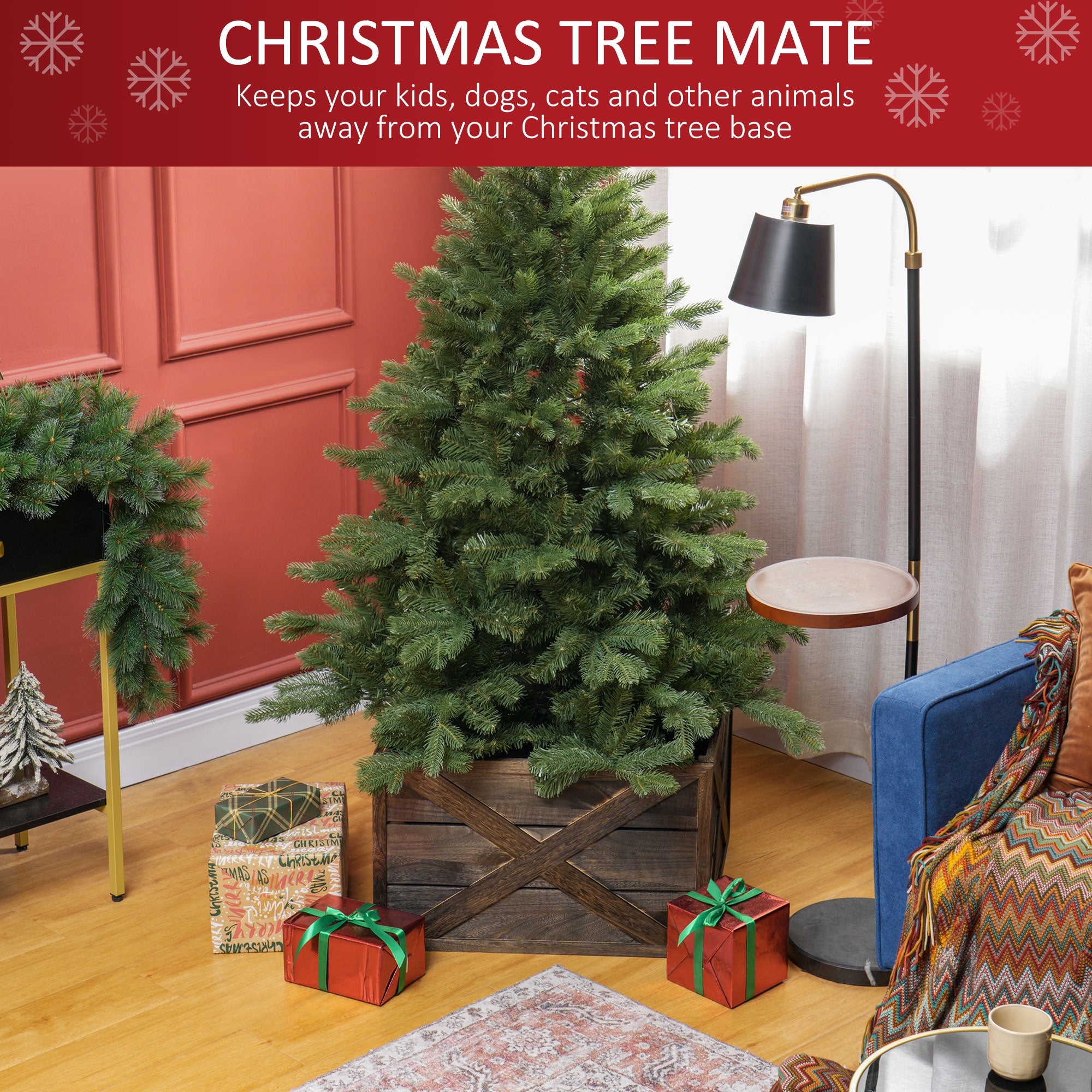 24" Wooden Christmas Tree Collar - Dark Distressed Wood-Home Furnishings > Holiday & Seasonal > Christmas Trees-DECOROLALA