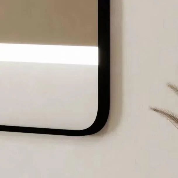 24" x 29.4" LED Bathroom Mirror with Premium Matte Black Aluminum Frame - Rounded Corner Anti-Fog Smart Mirror with Touch Sensor Control & 6000K Cool White Lighting-Migration_Mirrors-DECOROLALA