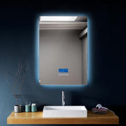 24" x 30" Smart LED Bathroom Mirror with Touch Screen Display - Bluetooth Mirror with Built-in Speakers, Automatic Anti-Fog Technology, Energy-Saving Lighting & Frameless Design-Migration_Mirrors-DECOROLALA