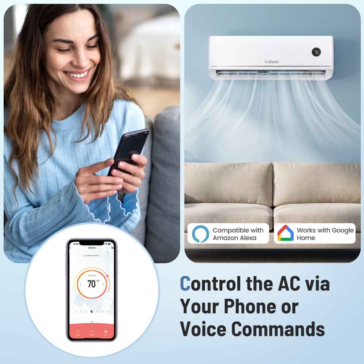24000 BTU 18.1 SEER2 208/230V Mini Split Air Conditioner Works with Alexa-Mini Split Air Conditioners-DECOROLALA