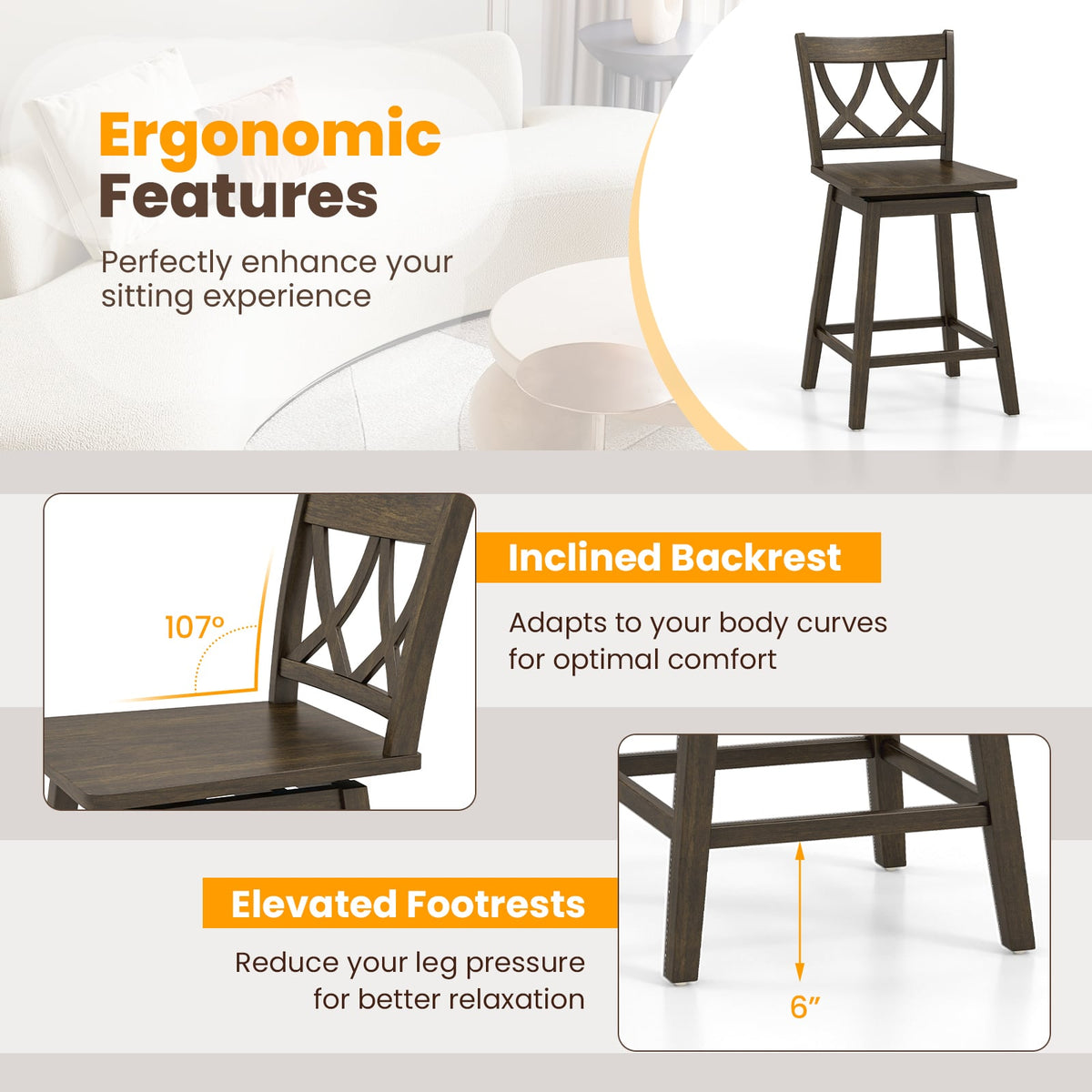 24/29 Inch Bar Stool Set of 2 Wooden Bar Chairs with Rubber Wood Frame-24 inches-Bar Stools-DECOROLALA