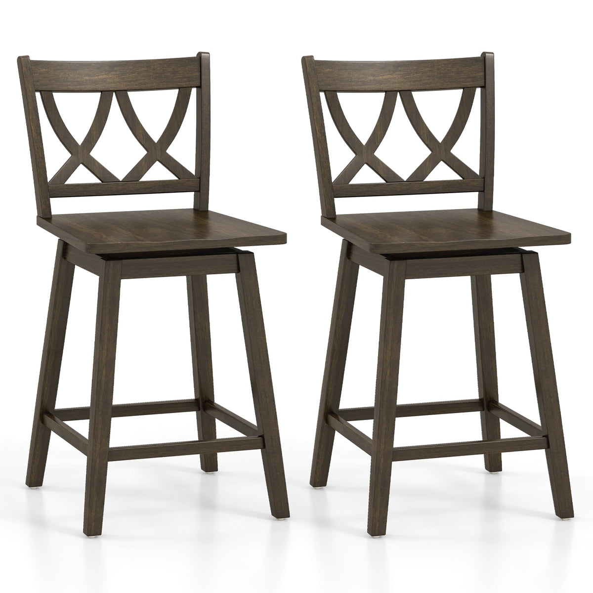 24/29 Inch Bar Stool Set of 2 Wooden Bar Chairs with Rubber Wood Frame-24 inches-Bar Stools-DECOROLALA