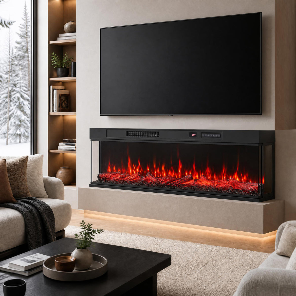 24/40/50/60 Inch 3-Sided Built-in Electric Fireplace Insert with 12 Flame Colors-50"-Fireplaces-DECOROLALA