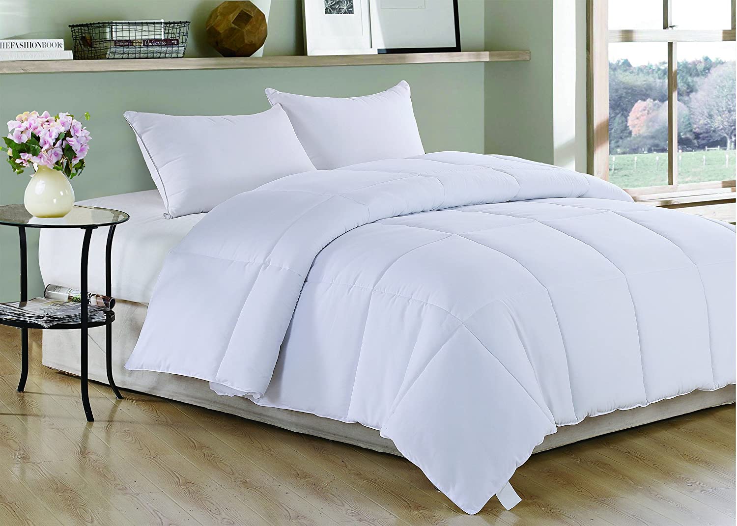 White Twin Microfiber Thread Count Down Alternative Duvet Insert-Down Comforters and Duvets-DECOROLALA