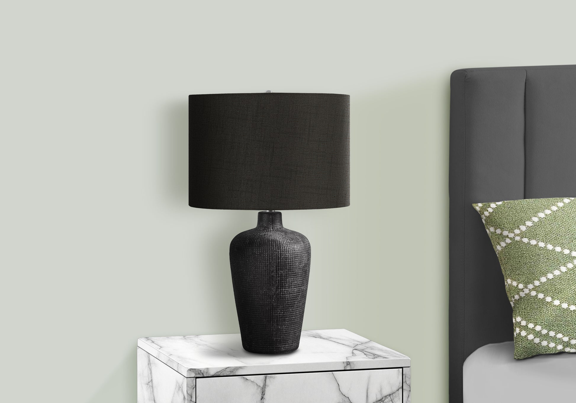 24"H Black Ceramic Table Lamp with 3-Way Switch-Lighting-DECOROLALA