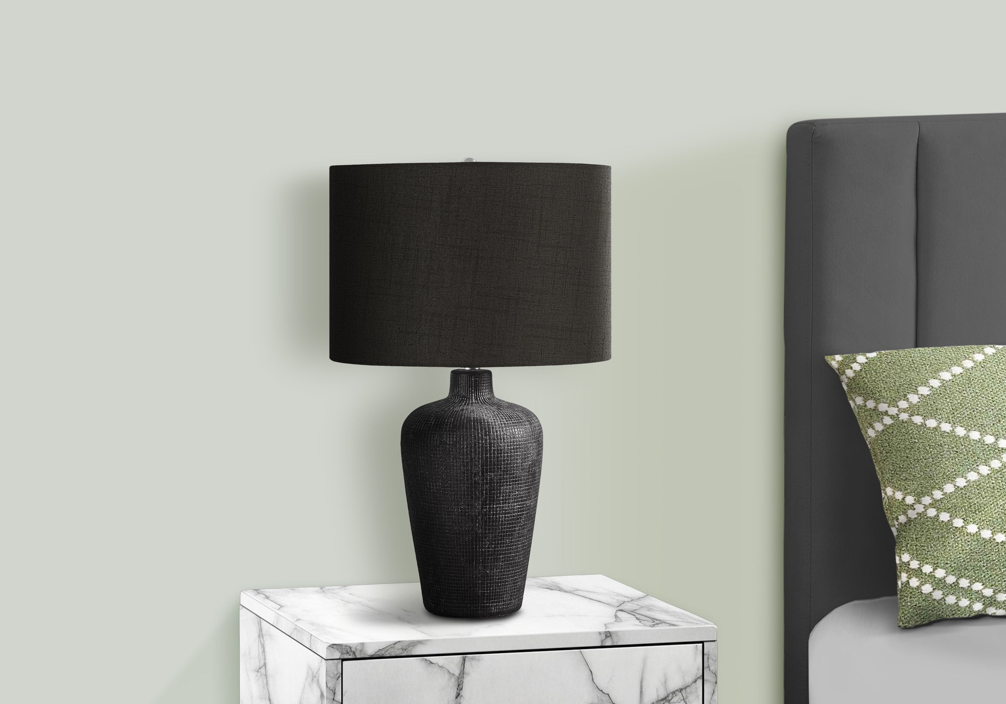 24"H Black Ceramic Table Lamp with 3-Way Switch-Lighting-DECOROLALA