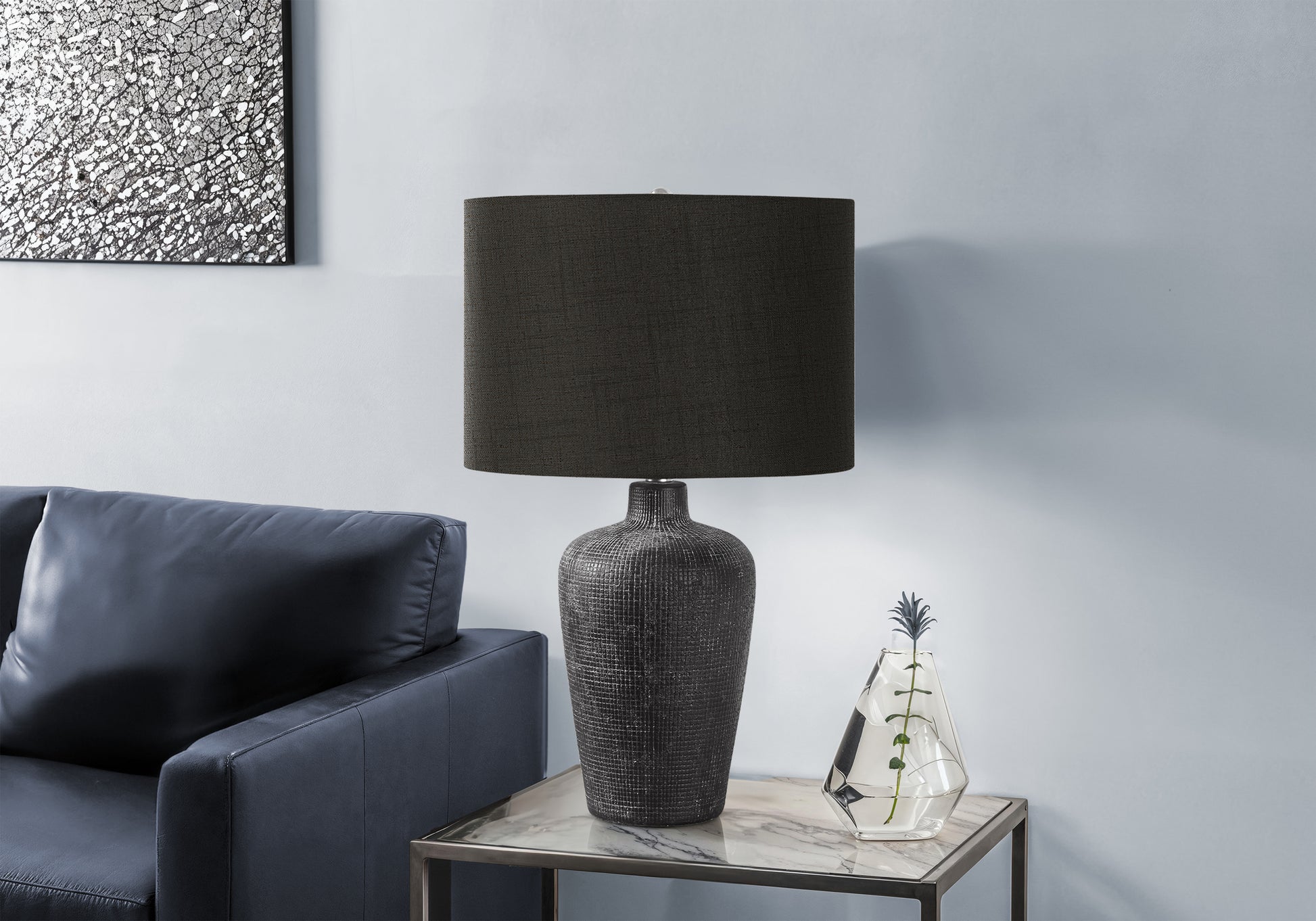 24"H Black Ceramic Table Lamp with 3-Way Switch-Lighting-DECOROLALA