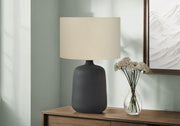 24"H Black Ceramic Table Lamp with Beige Shade-Lighting-DECOROLALA