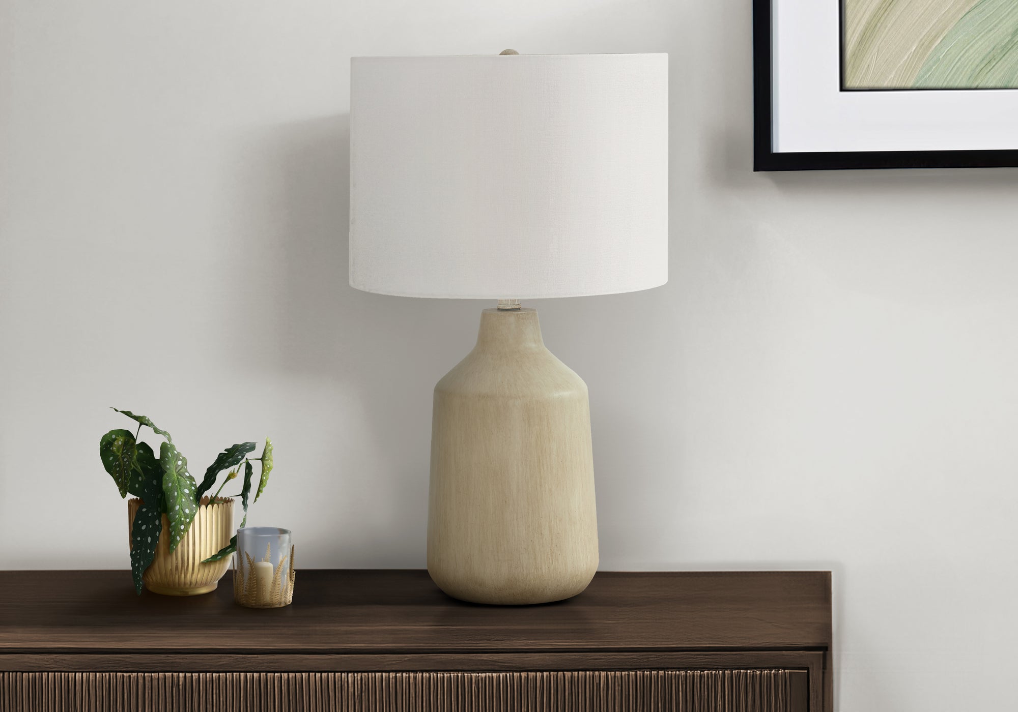 24"H Black Concrete Table Lamp with Grey Shade-Lighting-DECOROLALA