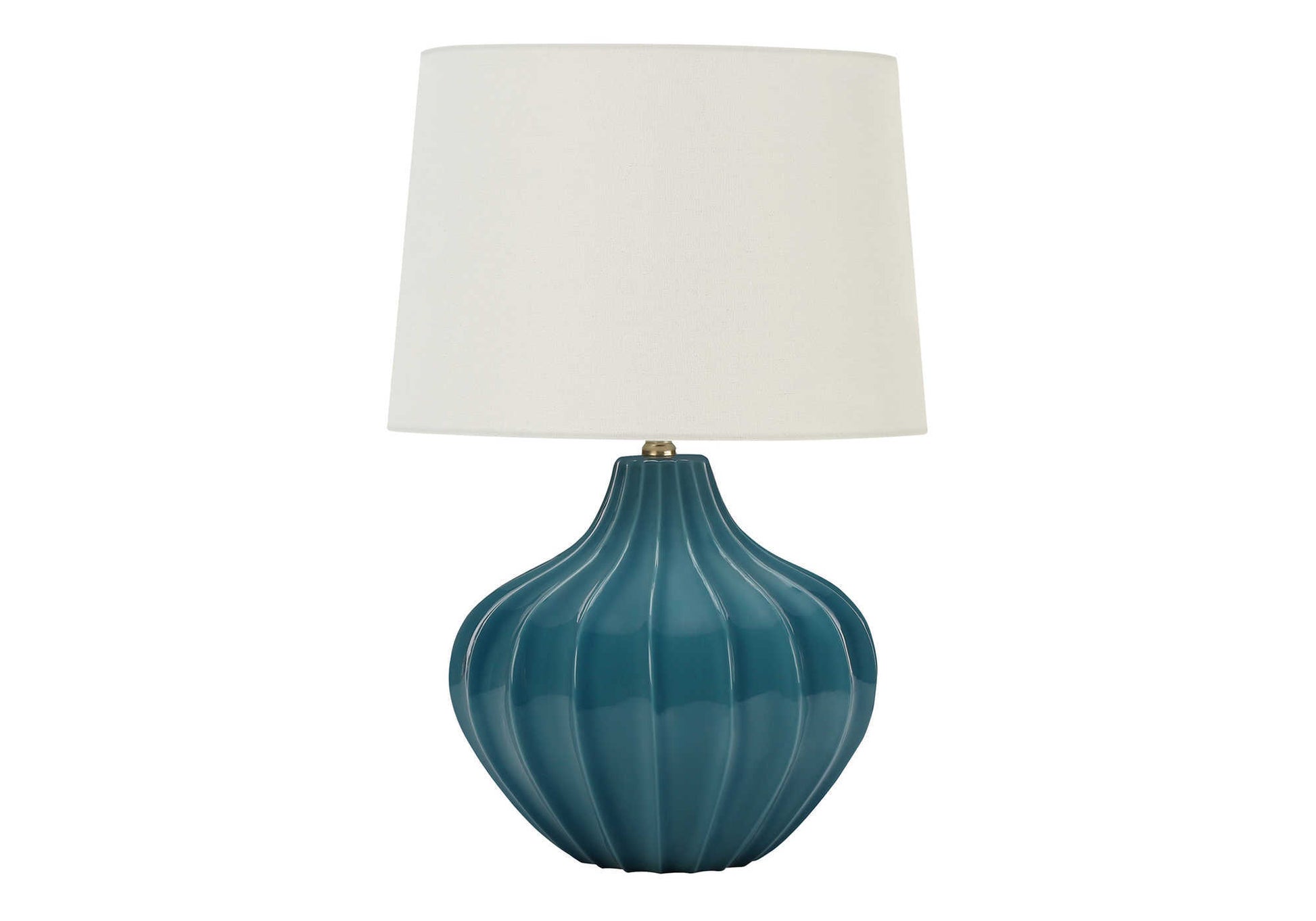 24"H Blue Ceramic Table Lamp with Ivory Shade-Lighting-DECOROLALA