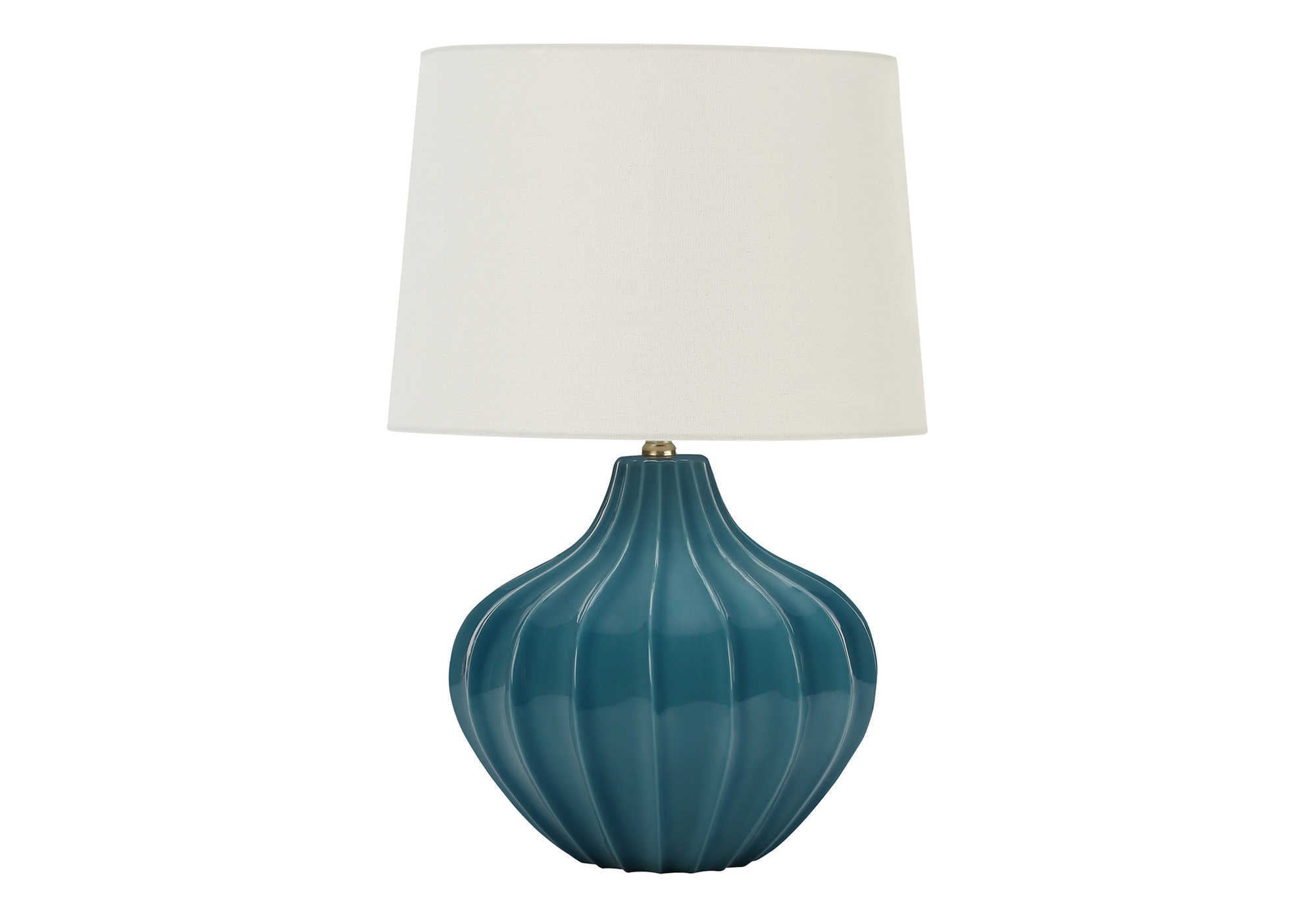 24"H Blue Ceramic Table Lamp with Ivory Shade-Lighting-DECOROLALA