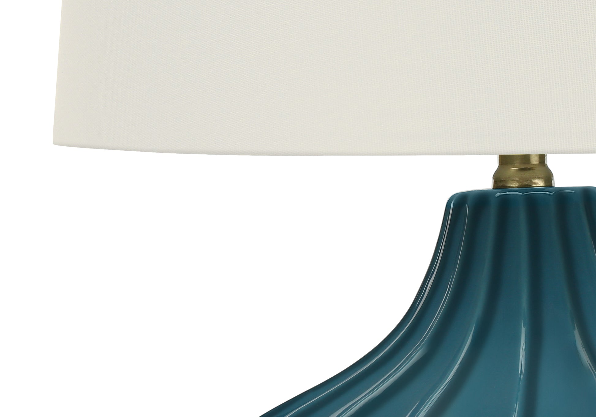 24"H Blue Ceramic Table Lamp with Ivory Shade-Lighting-DECOROLALA