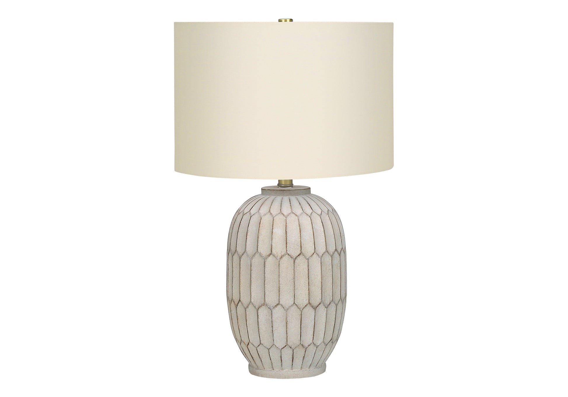 24"H Cream Resin Table Lamp with Ivory Shade-Lighting-DECOROLALA