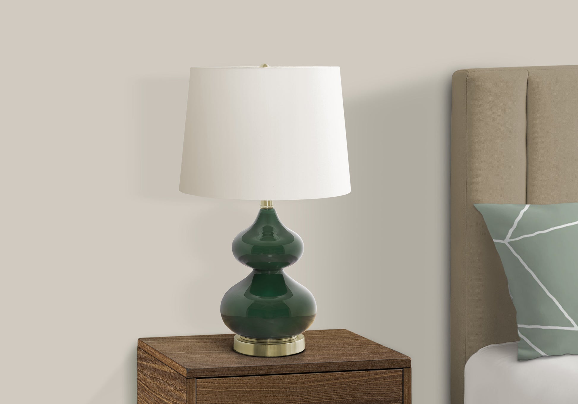 24"H Double-Gourd Table Lamp, Blue Glass/Ivory Shade-Lighting-DECOROLALA