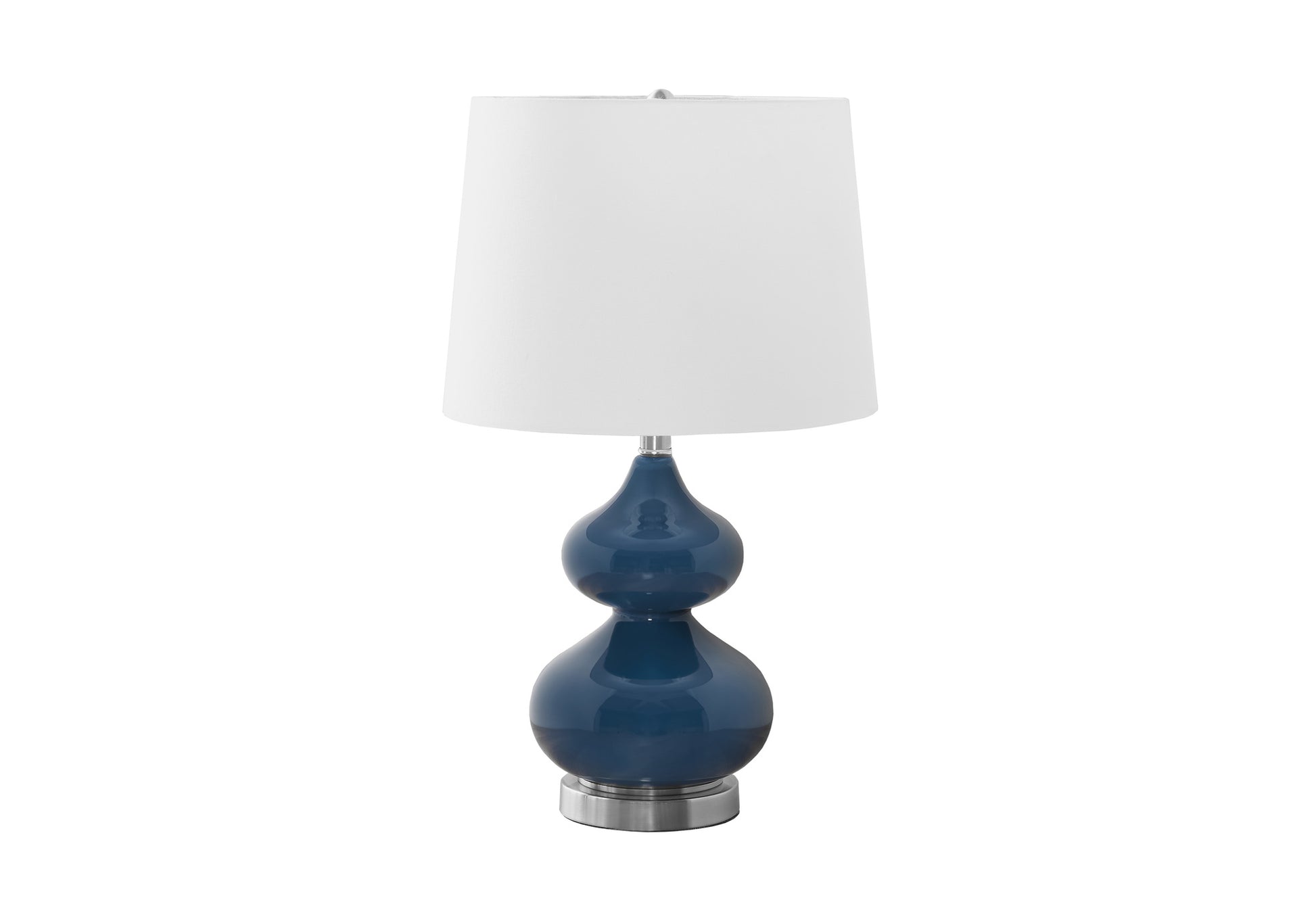 24"H Double-Gourd Table Lamp, Blue Glass/Ivory Shade-Lighting-DECOROLALA