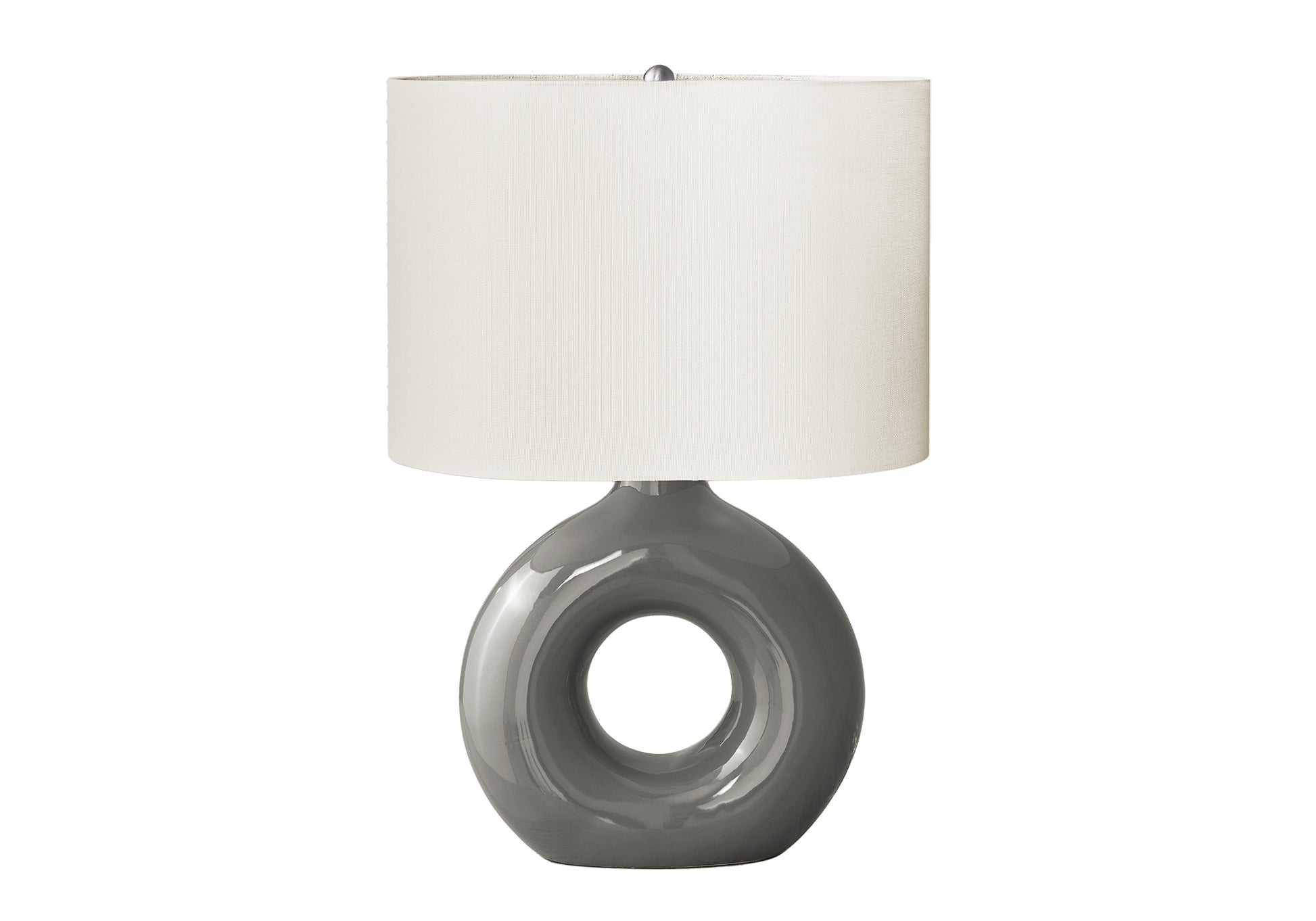24"H Grey Ceramic Table Lamp with Ivory Shade-Lighting-DECOROLALA