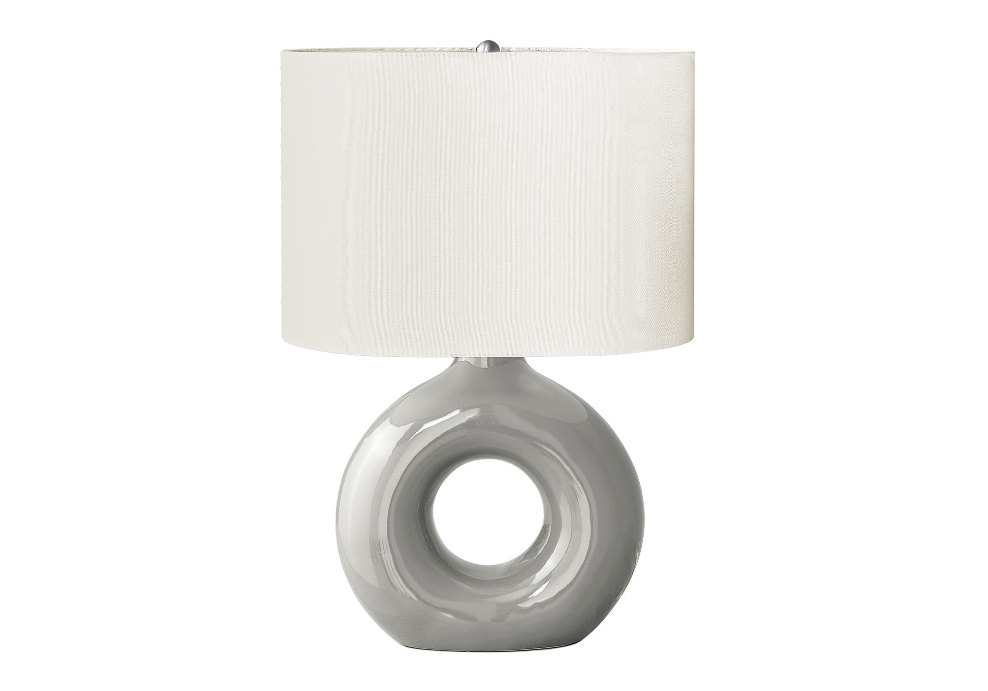 24"H Grey Ceramic Table Lamp with Ivory Shade-Lighting-DECOROLALA