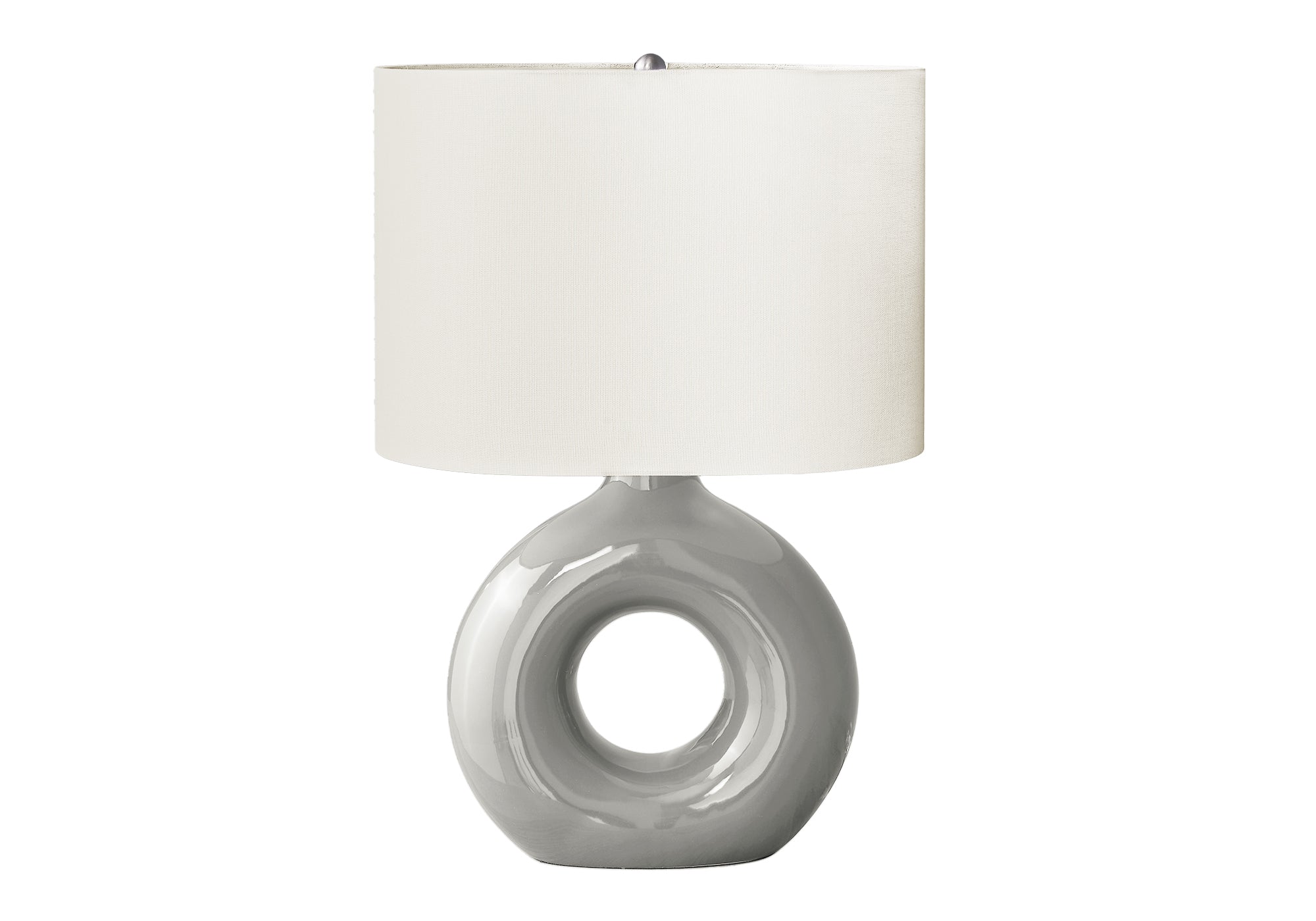 24"H Grey Ceramic Table Lamp with Ivory Shade-Lighting-DECOROLALA