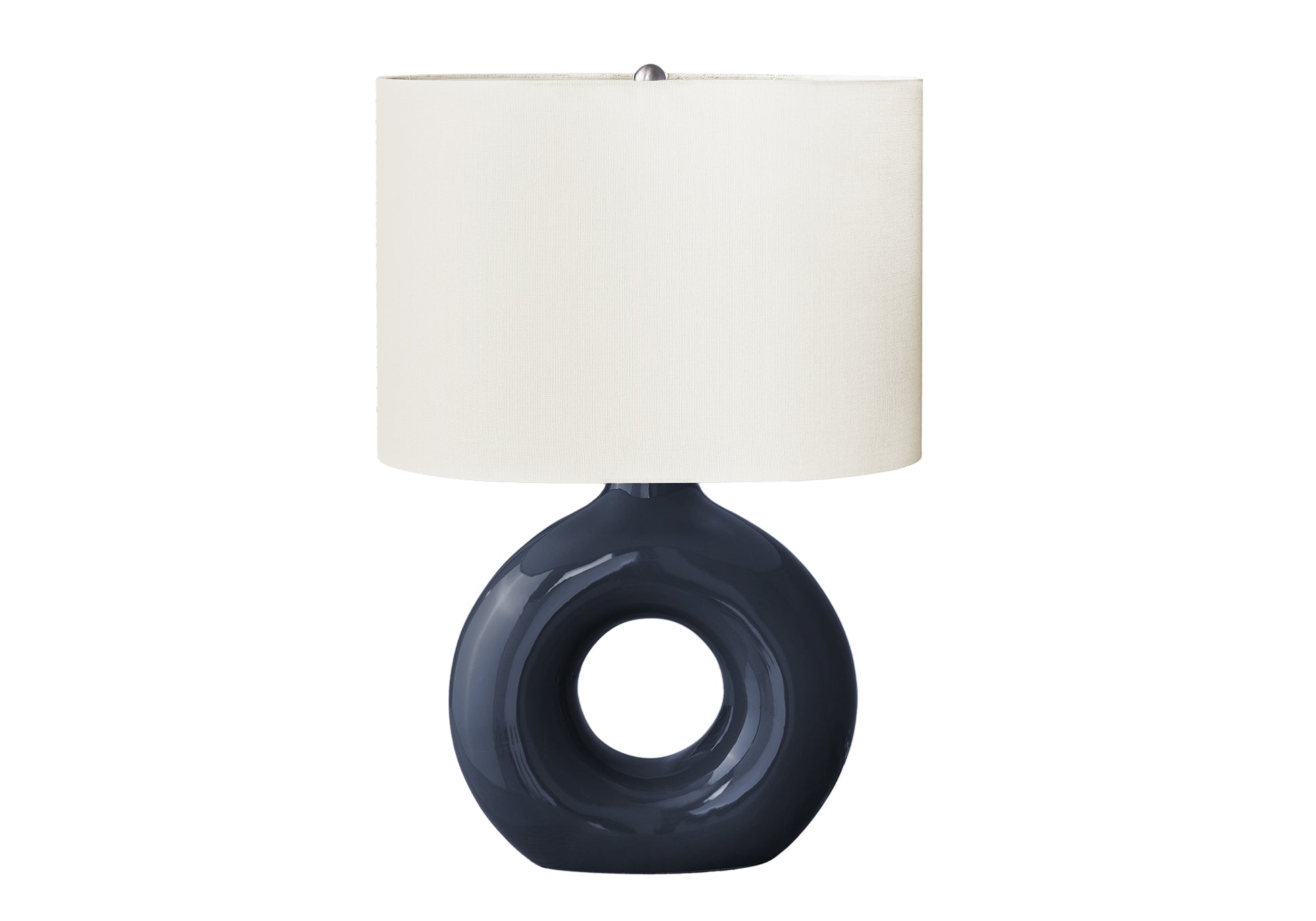 24"H Grey Ceramic Table Lamp with Ivory Shade-Lighting-DECOROLALA