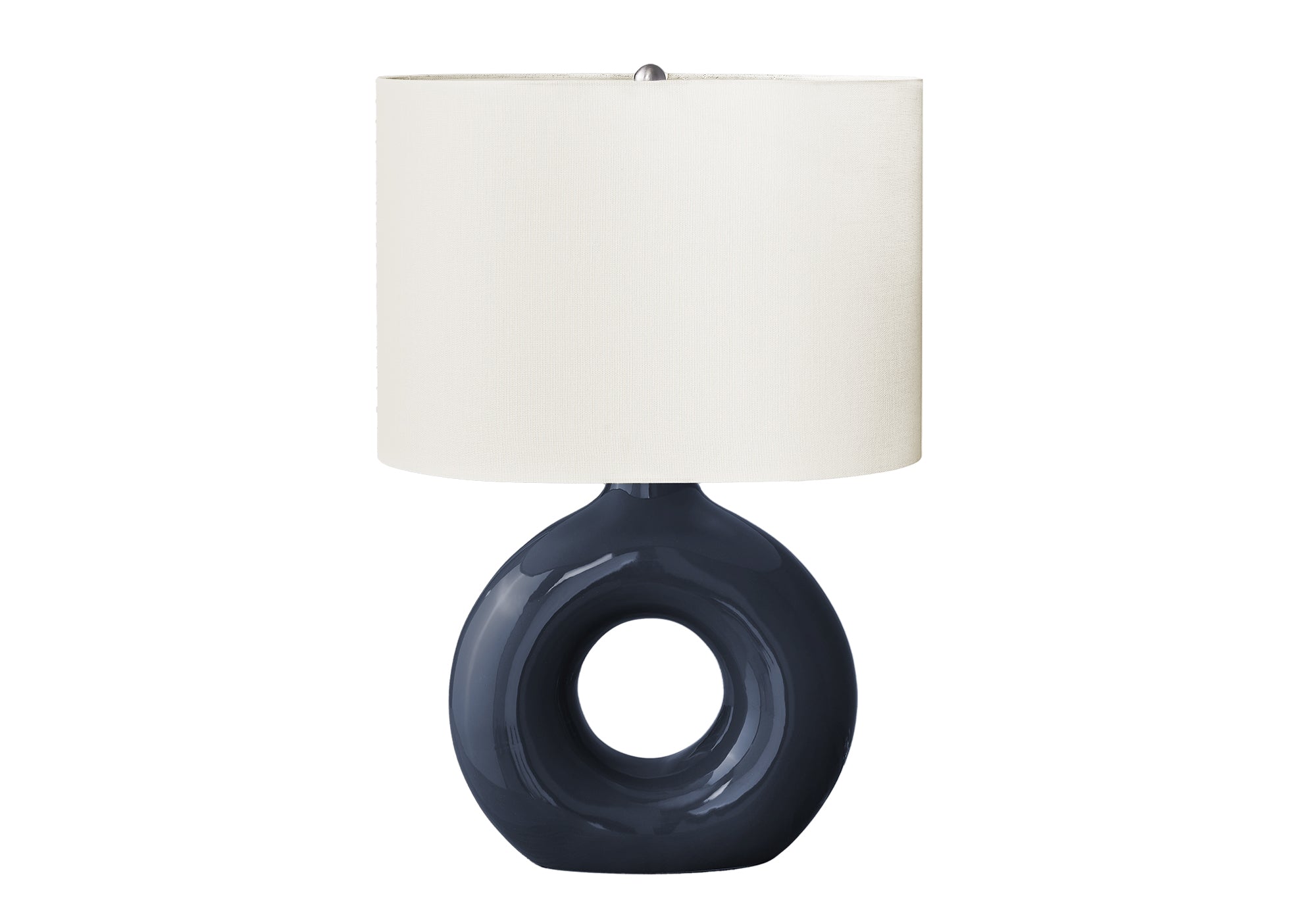 24"H Grey Ceramic Table Lamp with Ivory Shade-Lighting-DECOROLALA