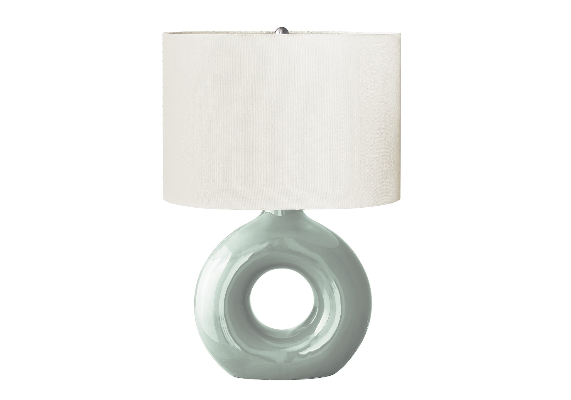 24"H Grey Ceramic Table Lamp with Ivory Shade-Lighting-DECOROLALA