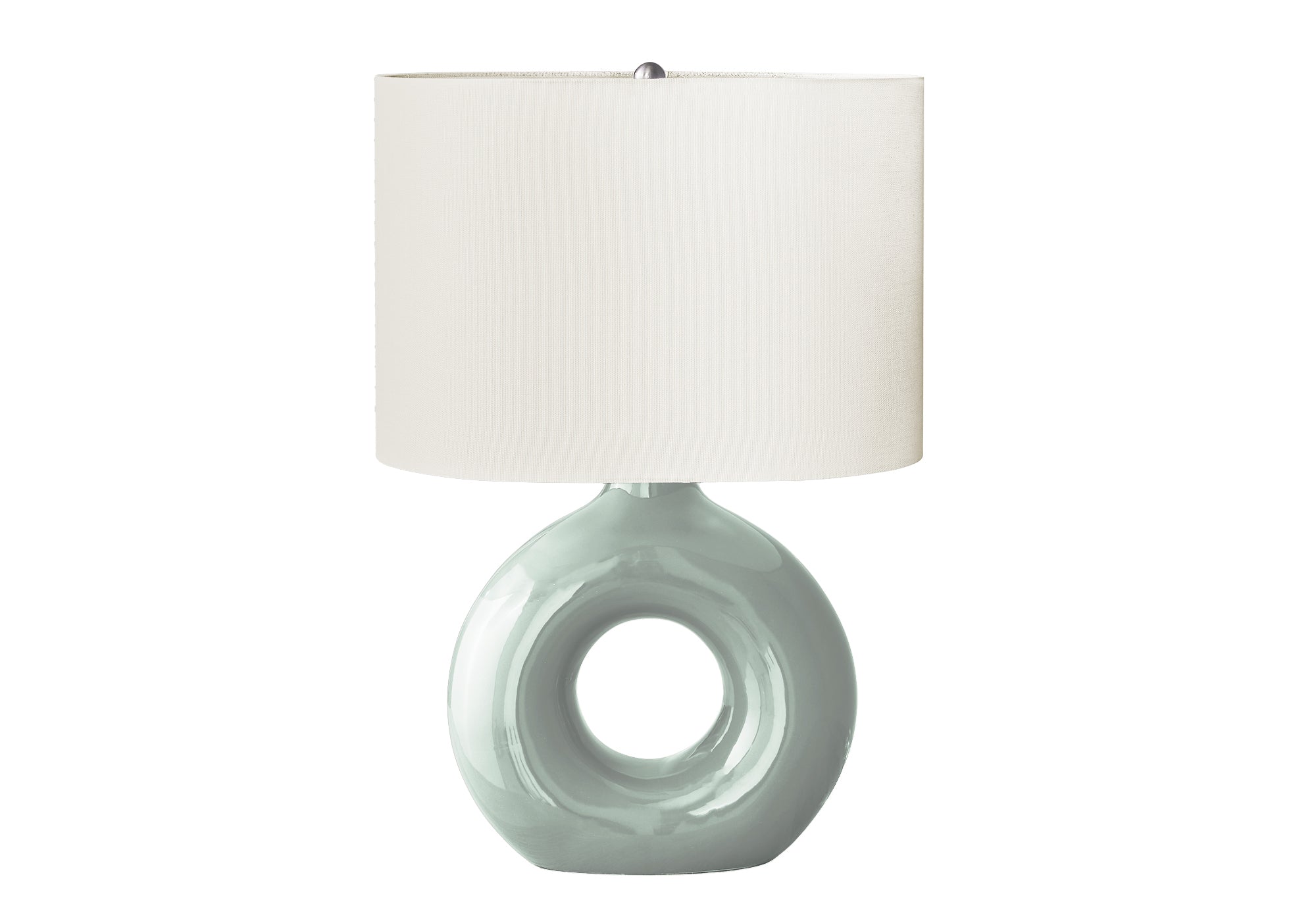 24"H Grey Ceramic Table Lamp with Ivory Shade-Lighting-DECOROLALA