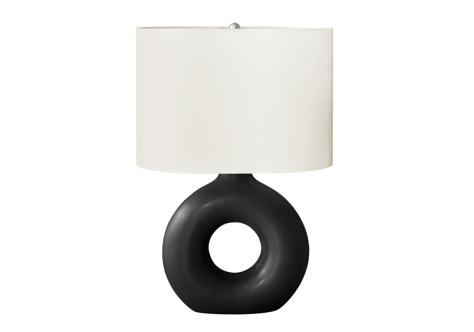 24"H Grey Ceramic Table Lamp with Ivory Shade-Lighting-DECOROLALA