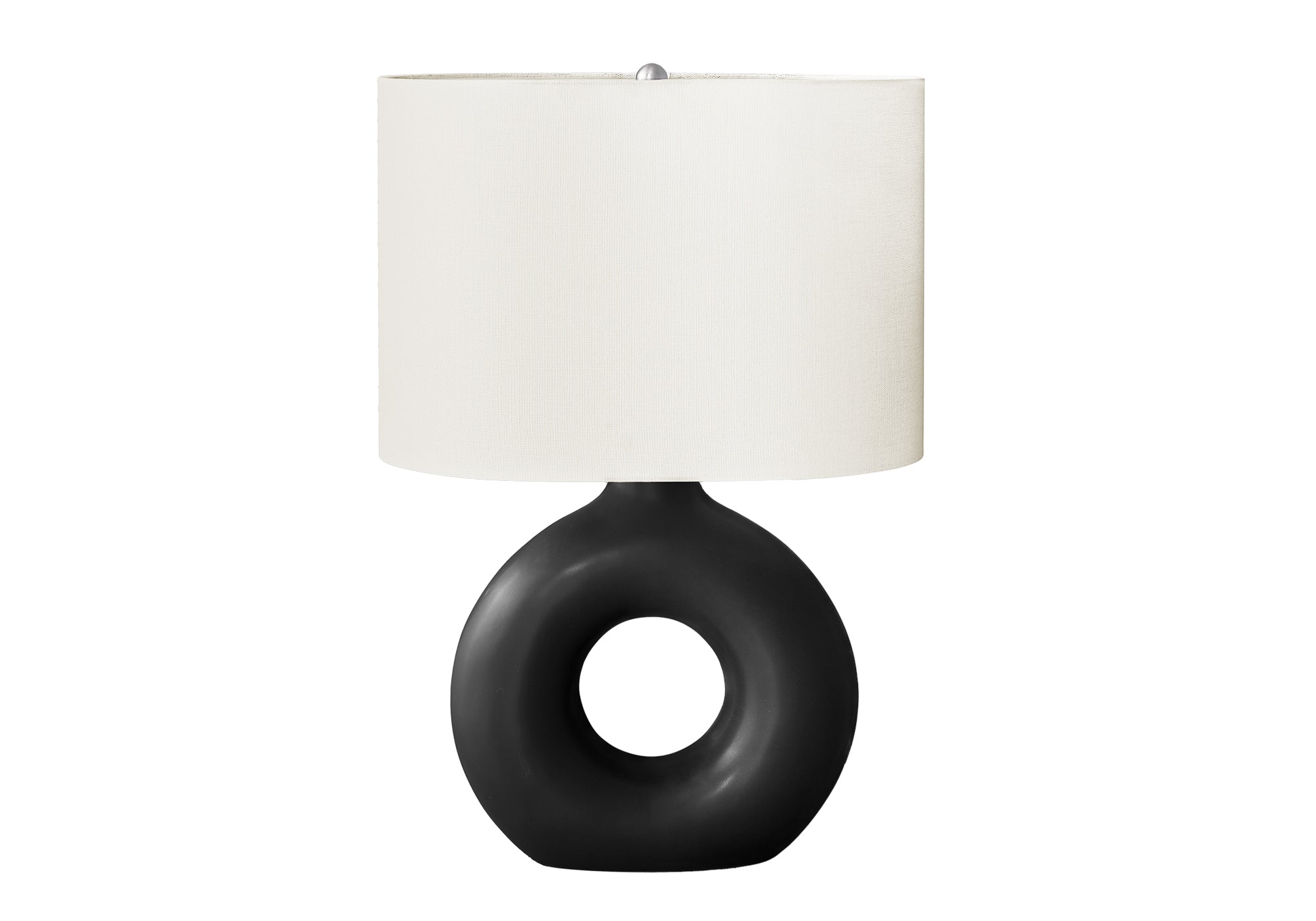 24"H Grey Ceramic Table Lamp with Ivory Shade-Lighting-DECOROLALA